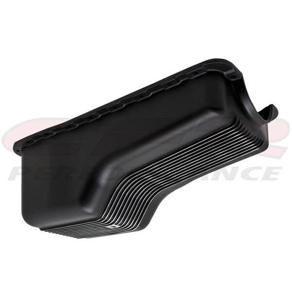 Cfr Performance CFR HZ-8445-PBK Aluminum Ford Sb 65-87 260-289-302 Oil Pan Polished Retro Finned - Black HZ-8445-PBK - main